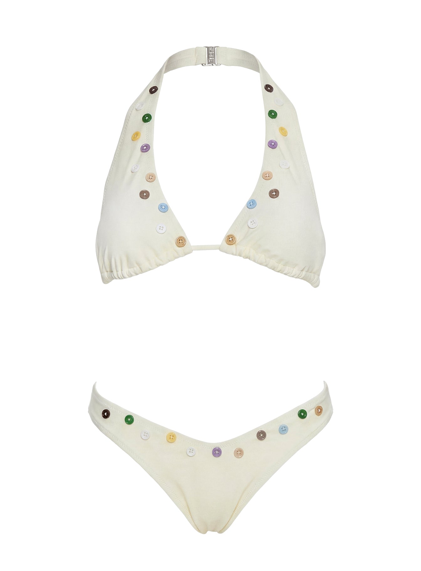Calbira Button Detail Cheeky Bikini Bottoms Butter - Image 5