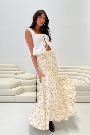 Miriah Maxi Skirt Cream Floral