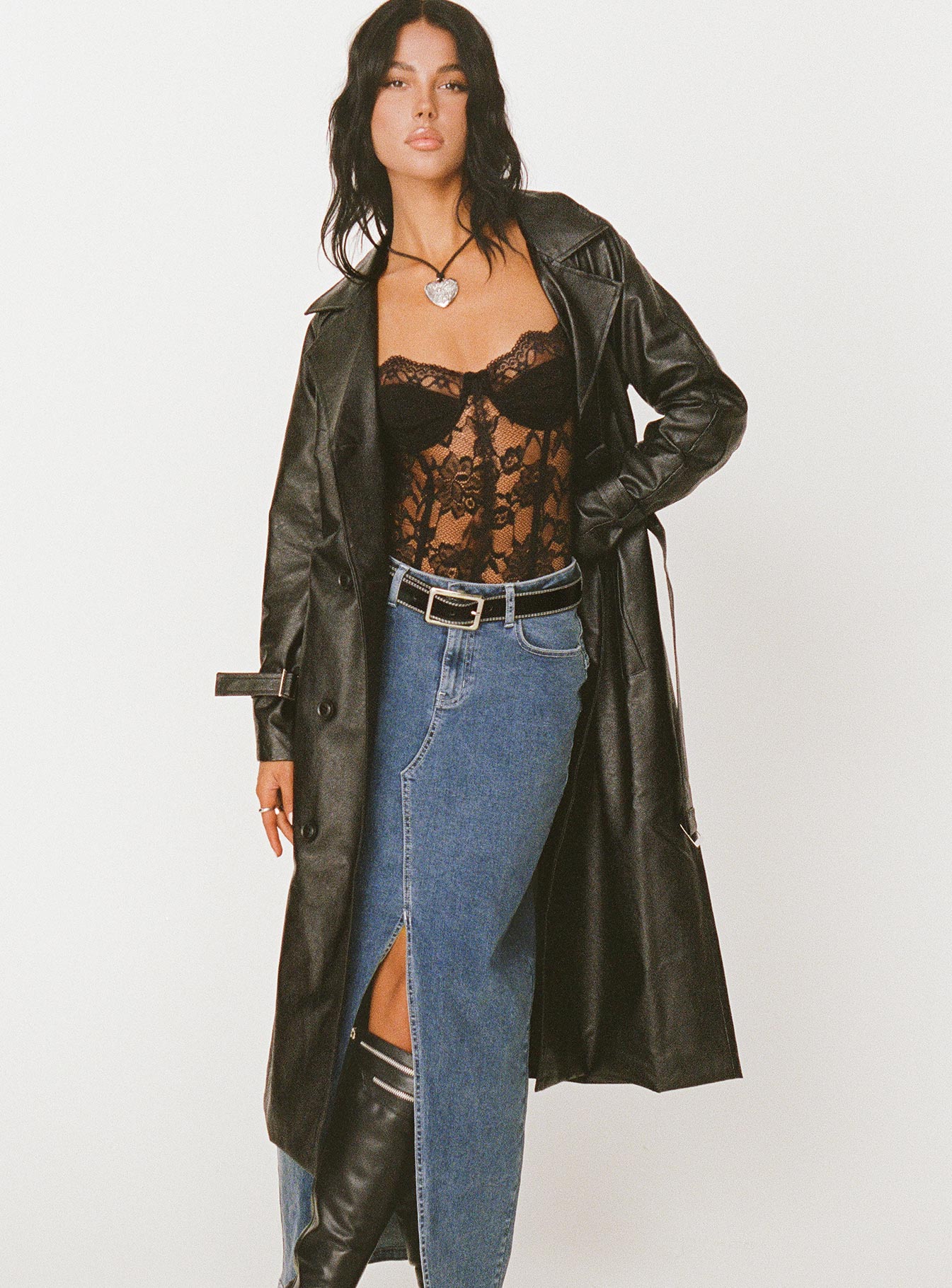 Montanna Faux Leather Coat Black - Image 7