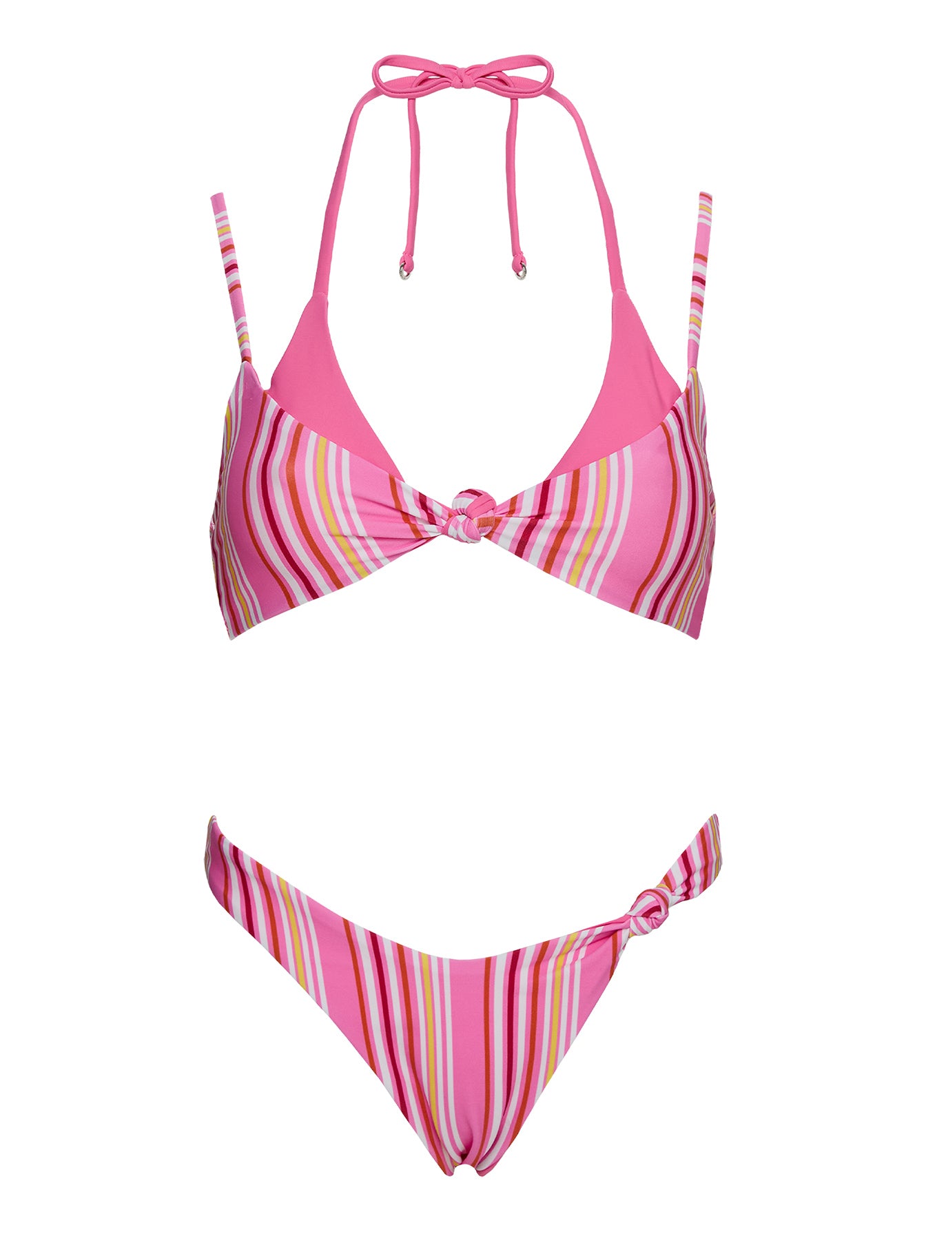 Melesa Layered Halter Bikini Top Pink Stripe - Image 5