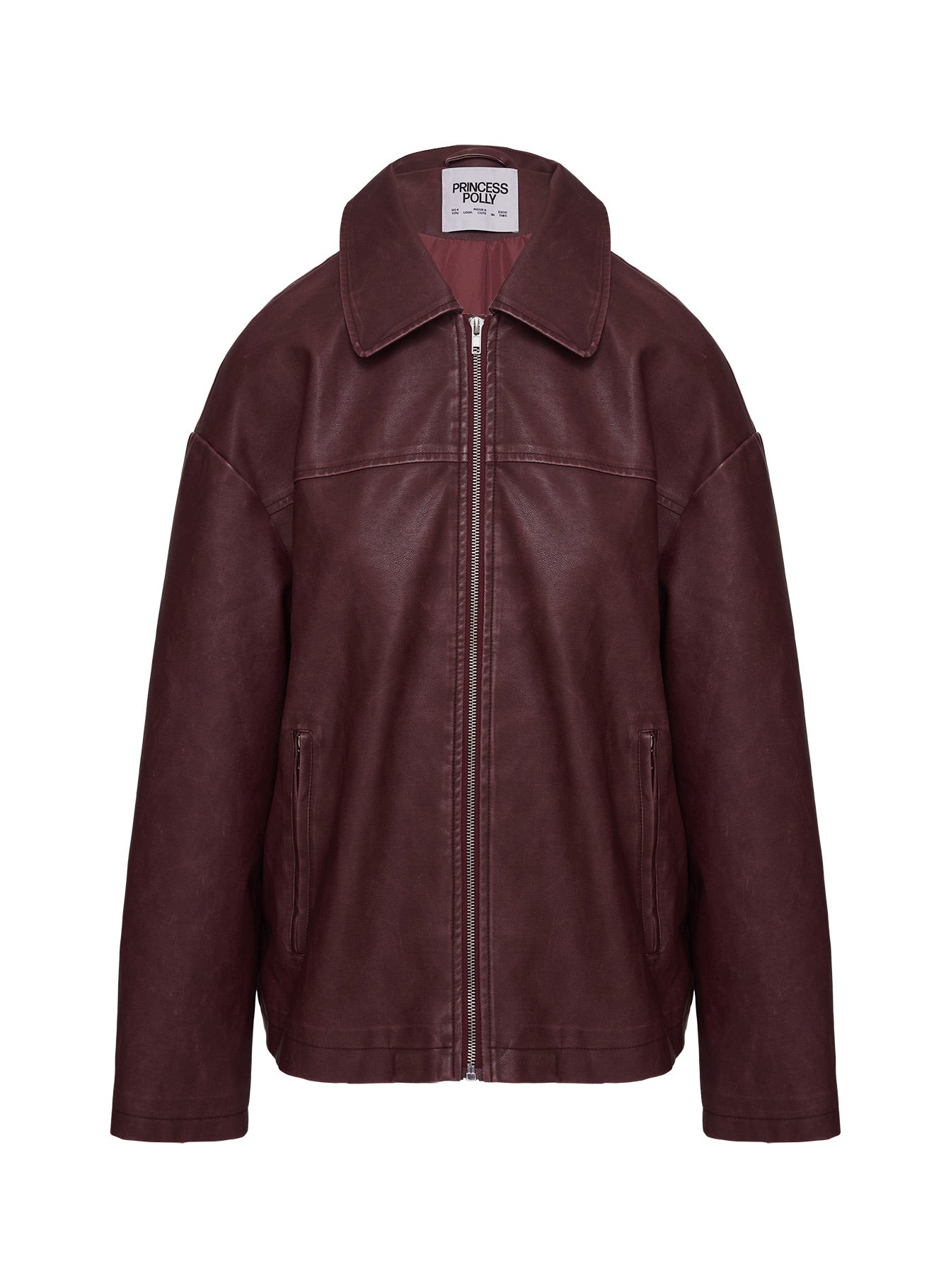 Napoleon Faux Leather Jacket Burgundy - Image 14