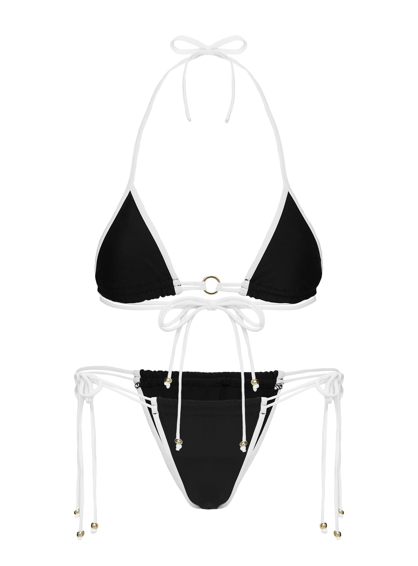 Nayeli Tie Side Bikini Bottoms Black / White - Image 5