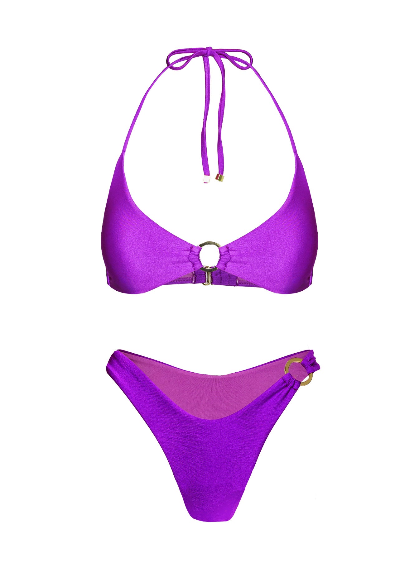 Athia Halter Shine Bikini Top Purple - Image 5