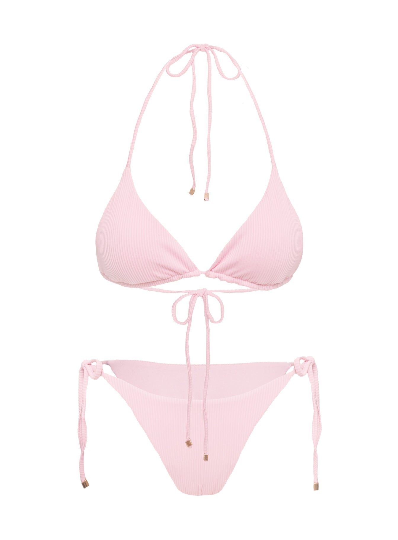 Glora Tie Side Ribbed Bikini Bottom Pale Pink - Image 5