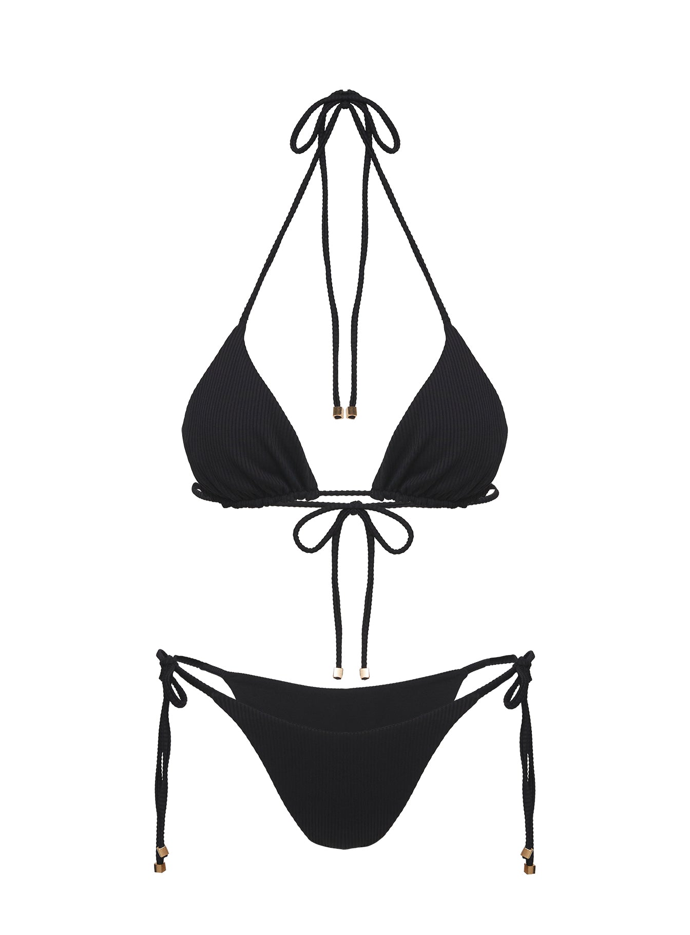 Glora Tie Side Ribbed Bikini Bottom Black - Image 5