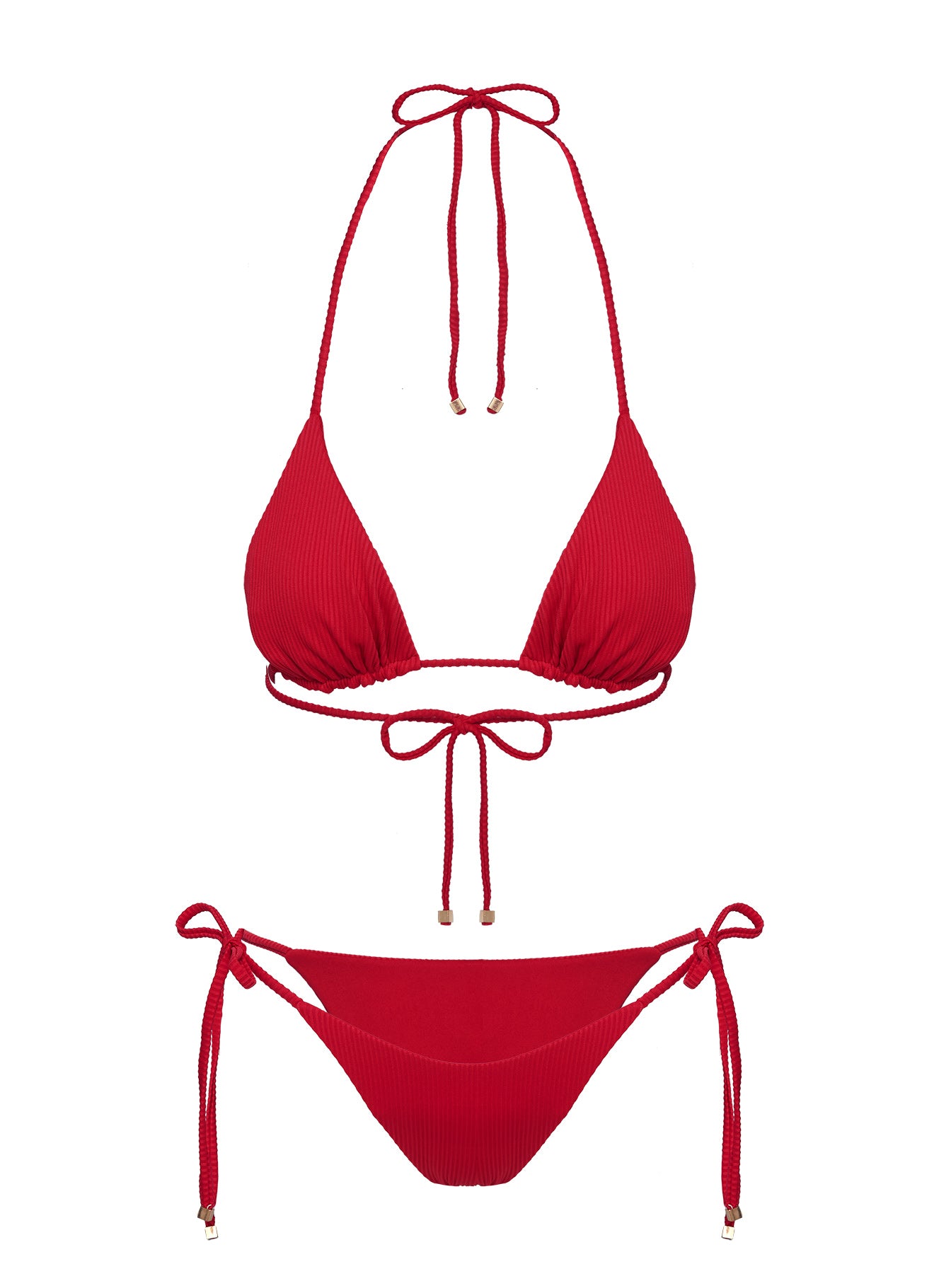 Nevaeh Triangle Ribbed Bikini Top Red - Image 7