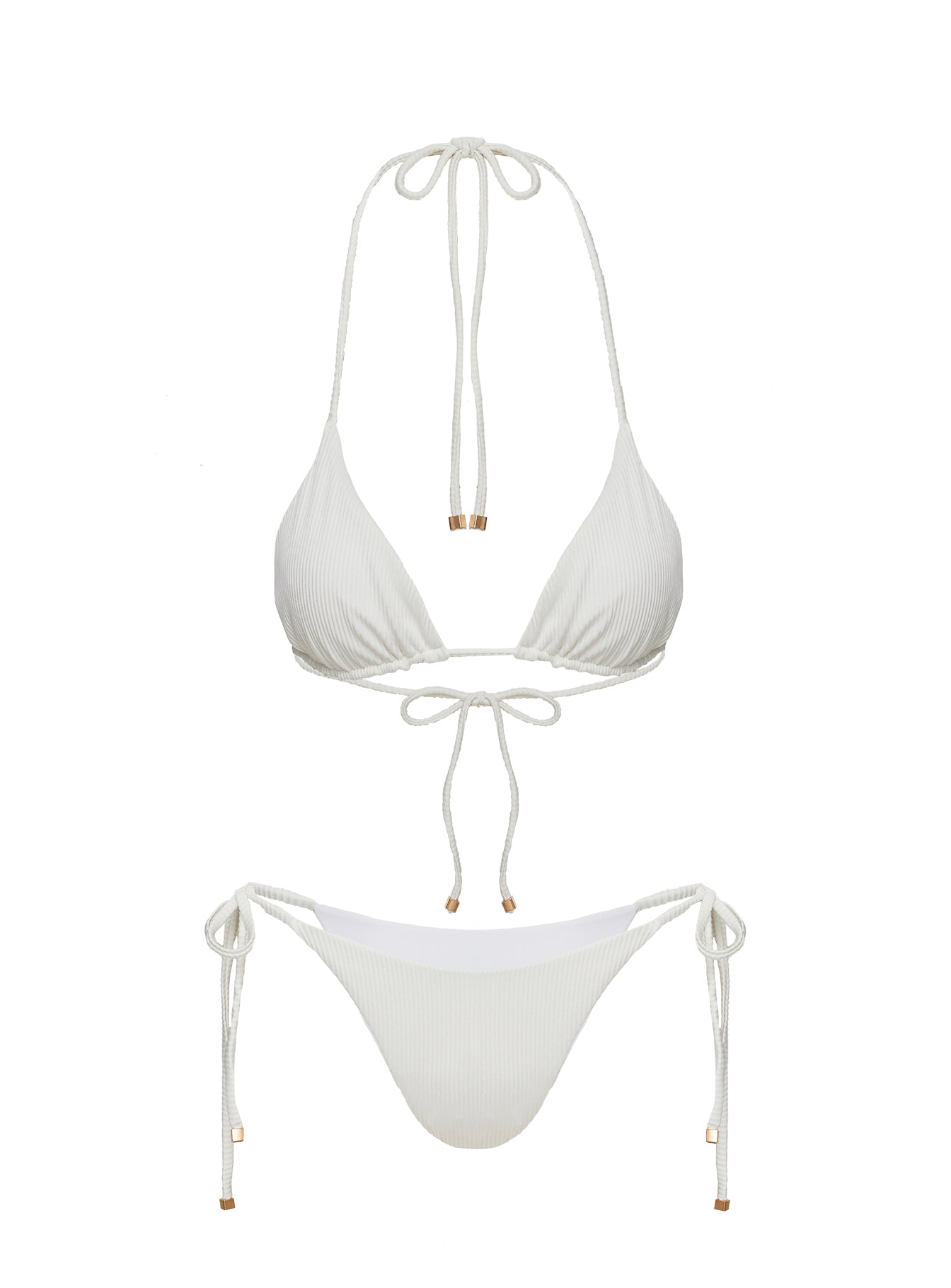 Glora Tie Side Ribbed Bikini Bottom White - Image 5