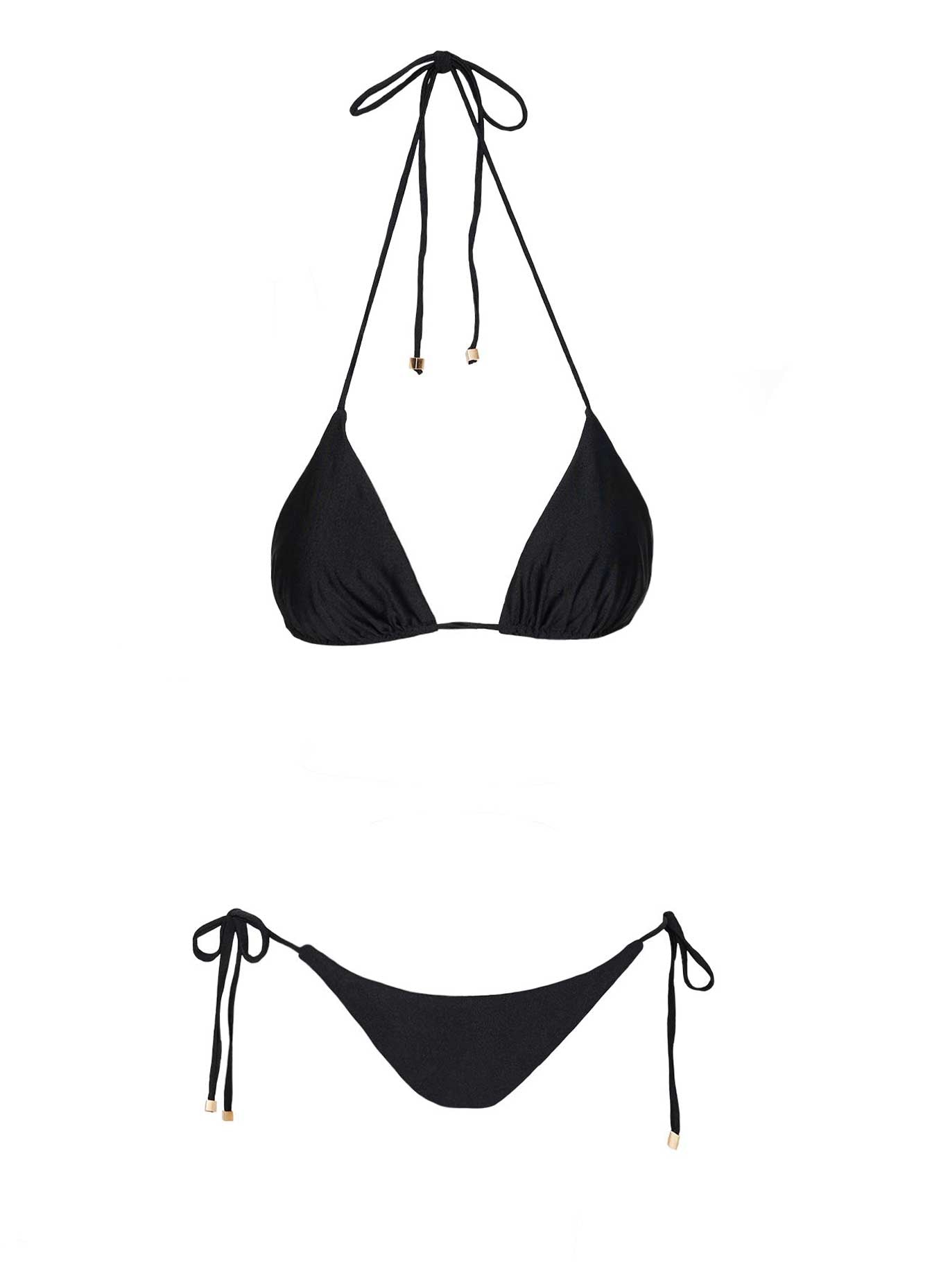 Glora Tie Side Shine Bikini Bottoms Black - Image 5