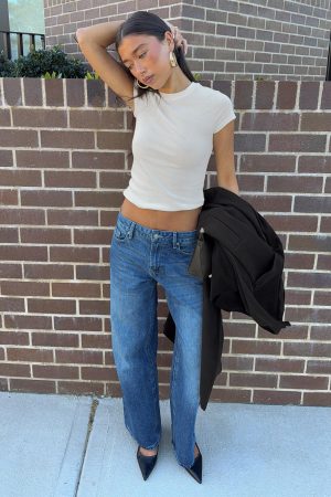 Serenitia Mid Rise Relaxed Jeans Mid Blue Wash