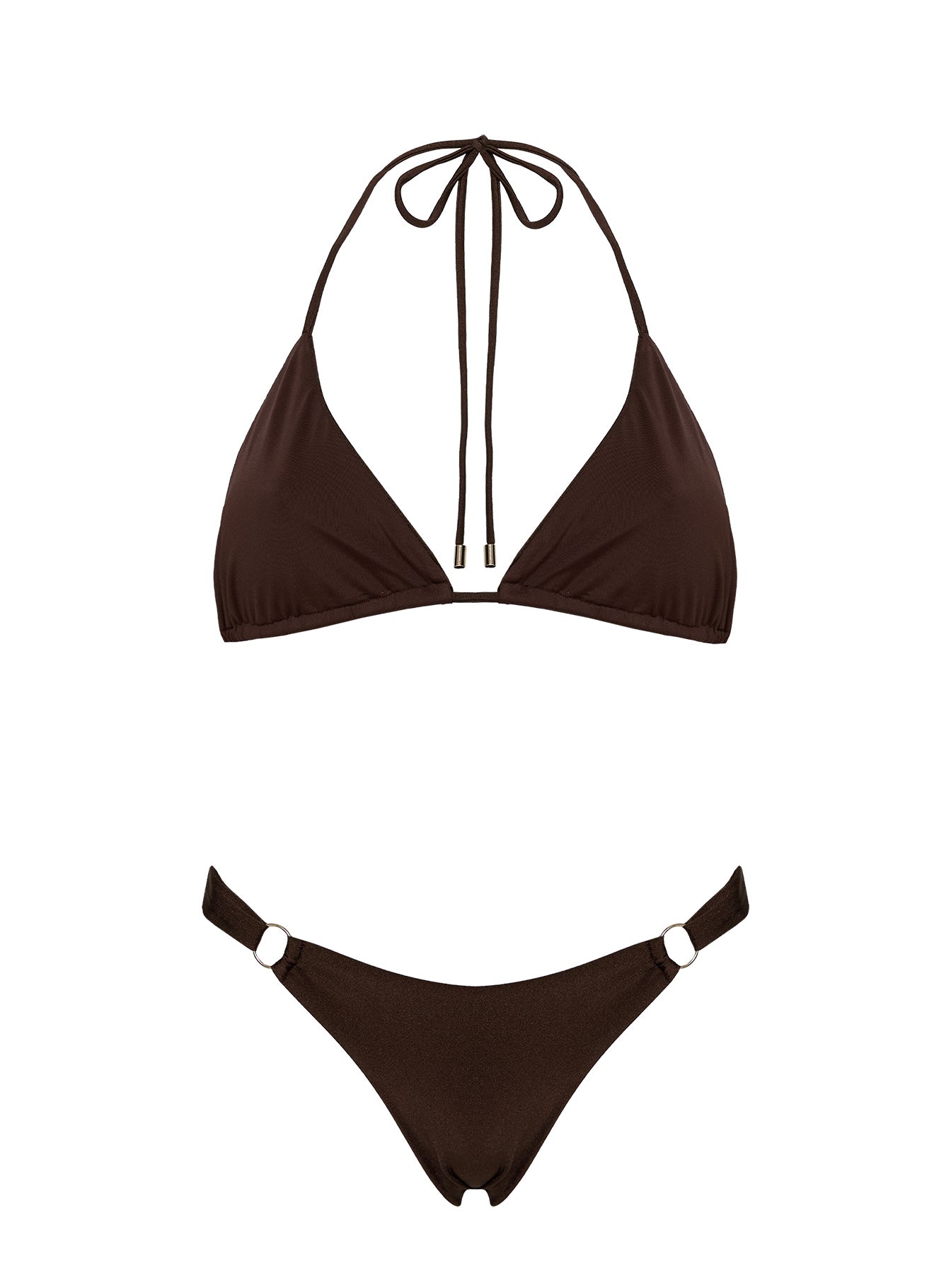 Nevaeh Shine Triangle Bikini Top Chocolate Brown - Image 6