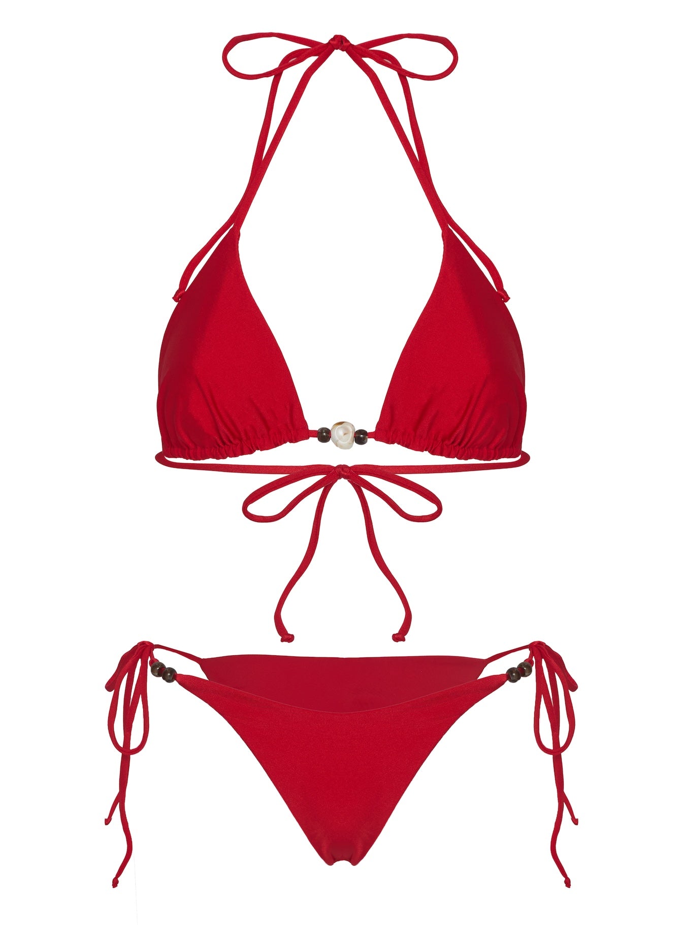 Glora Tie Side Beaded Bikini Bottom Shimmer Red - Image 5