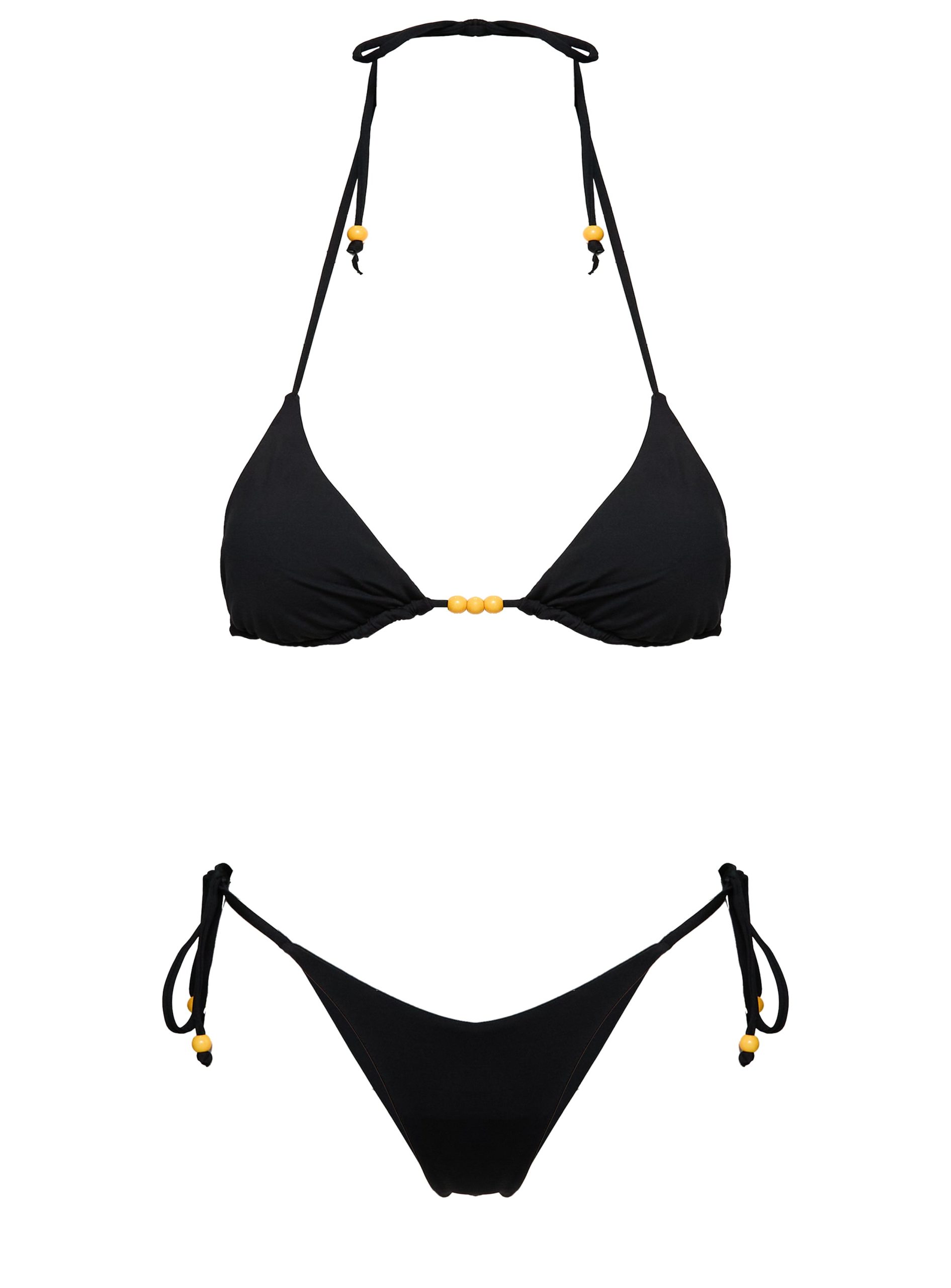 Glora Tie Side Beaded Bikini Bottom Black - Image 8