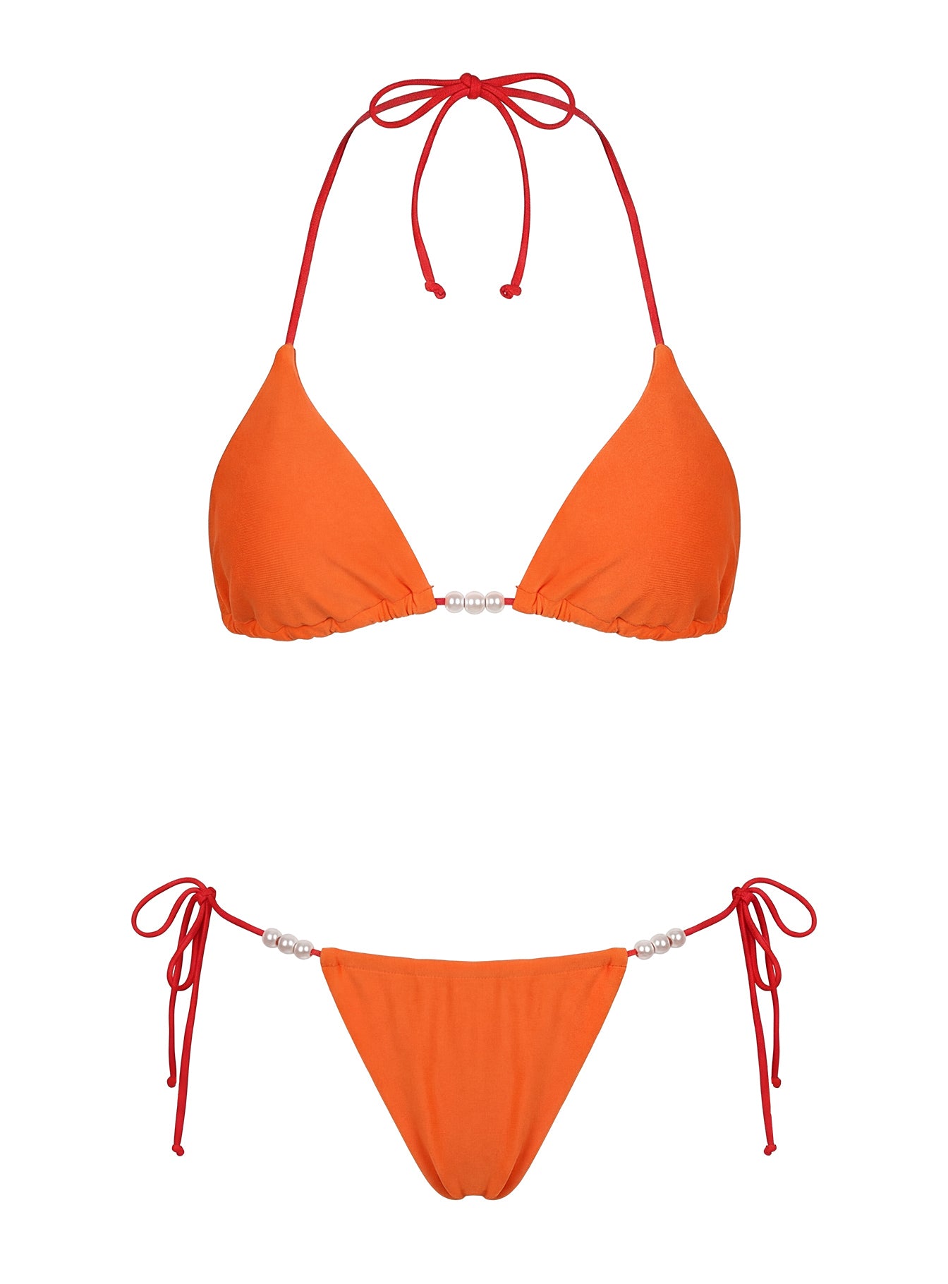 On Island Time String Bead Detail Bikini Top Orange - Image 5