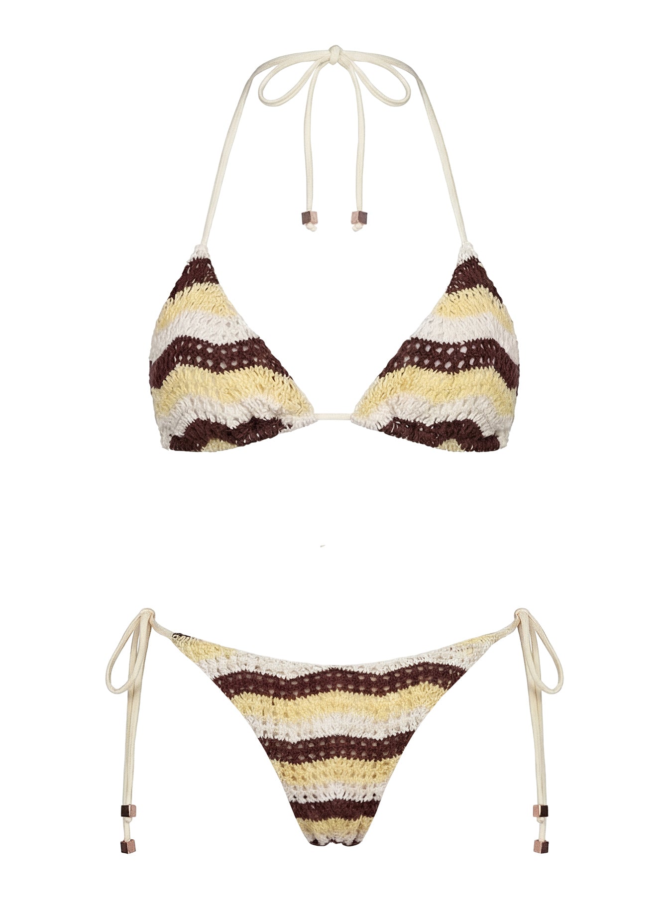 Passiona Triangle Bikini Top Yellow / Chocolate - Image 5