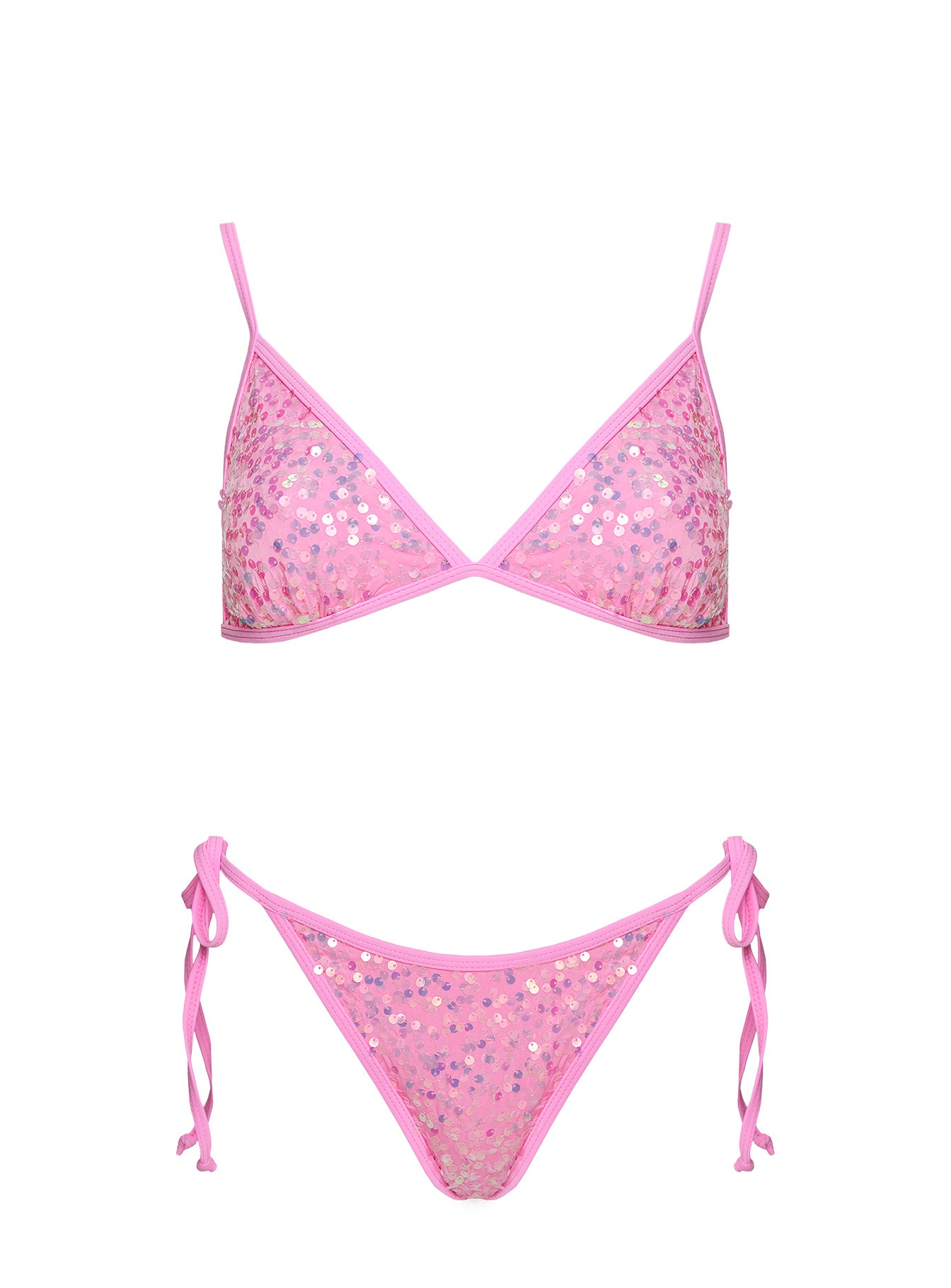 Passiona Sequin Tie Side Bikini Bottom Pink - Image 5