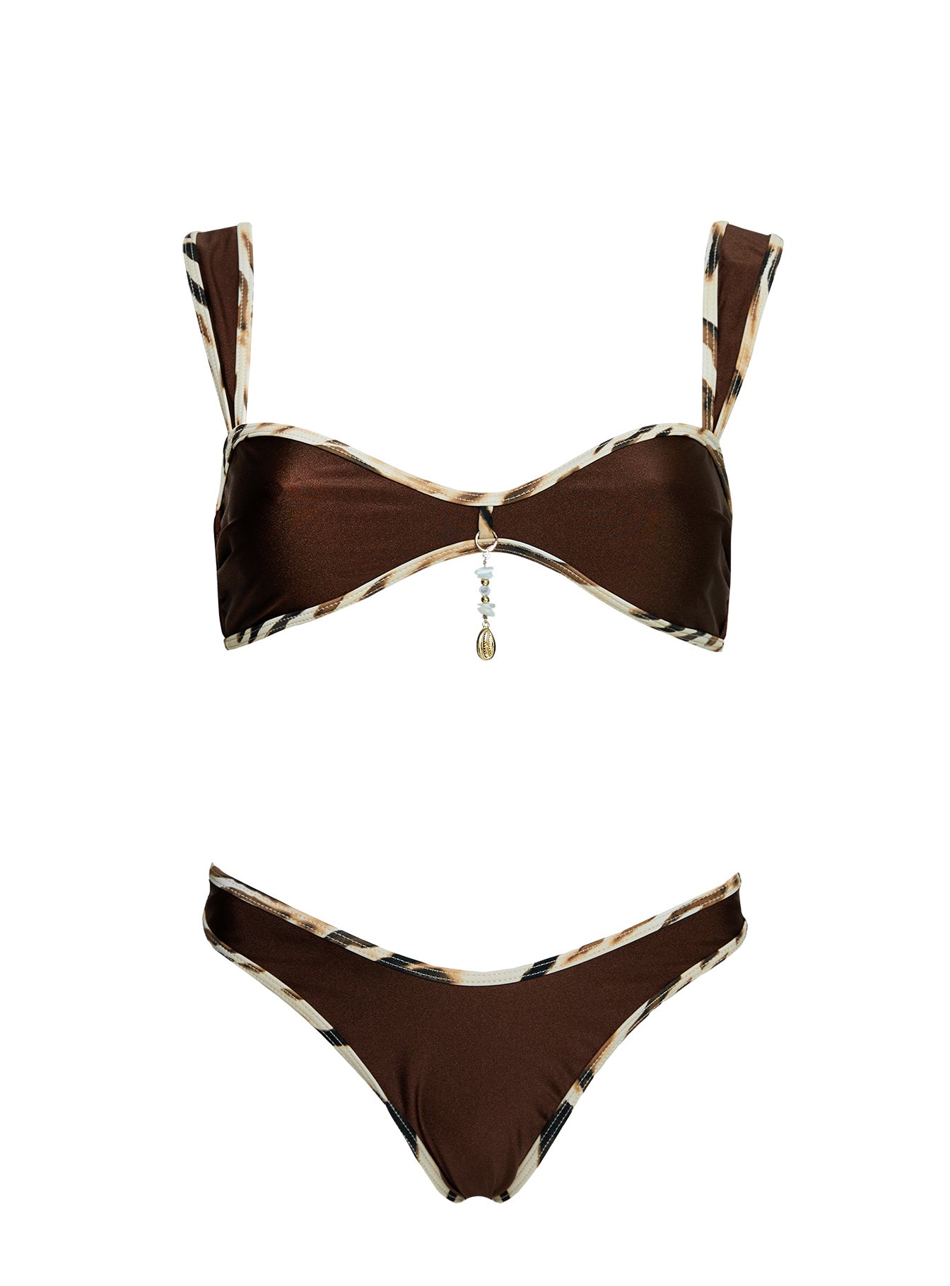 Romola Scoop Bikini Top Brown Multi - Image 5