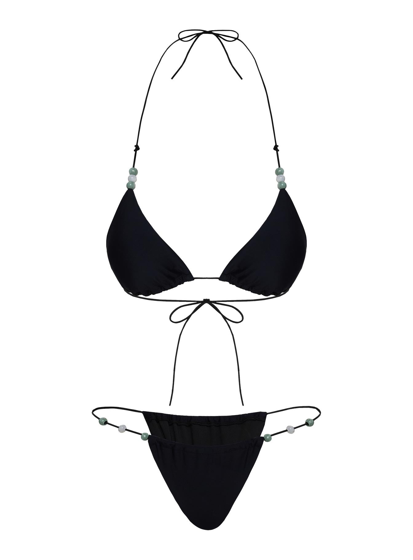 Saltwater Bead Detail Bikini Top Black - Image 5