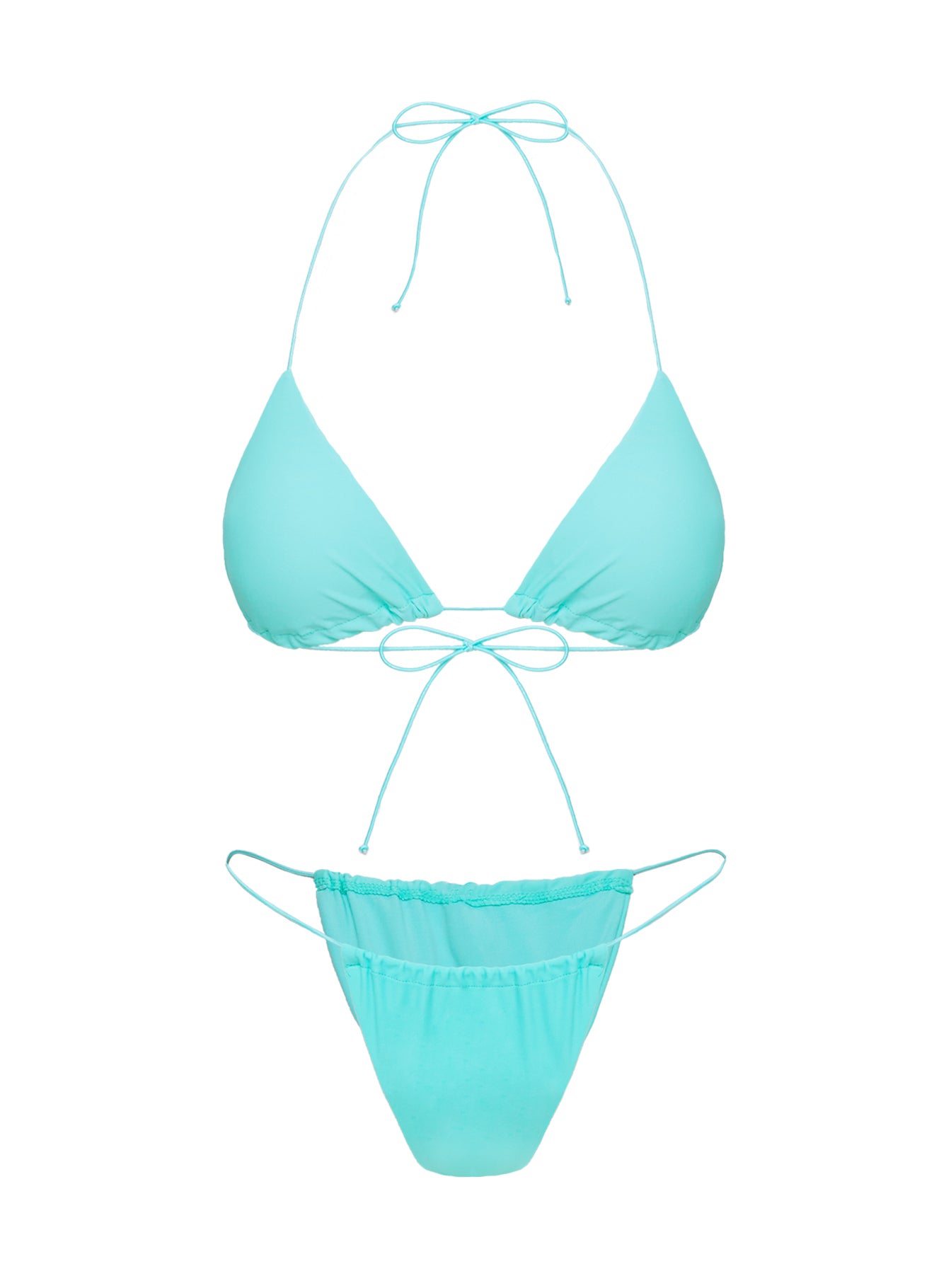 Selbie String Ruched Bikini Bottom White / Blue - Image 5