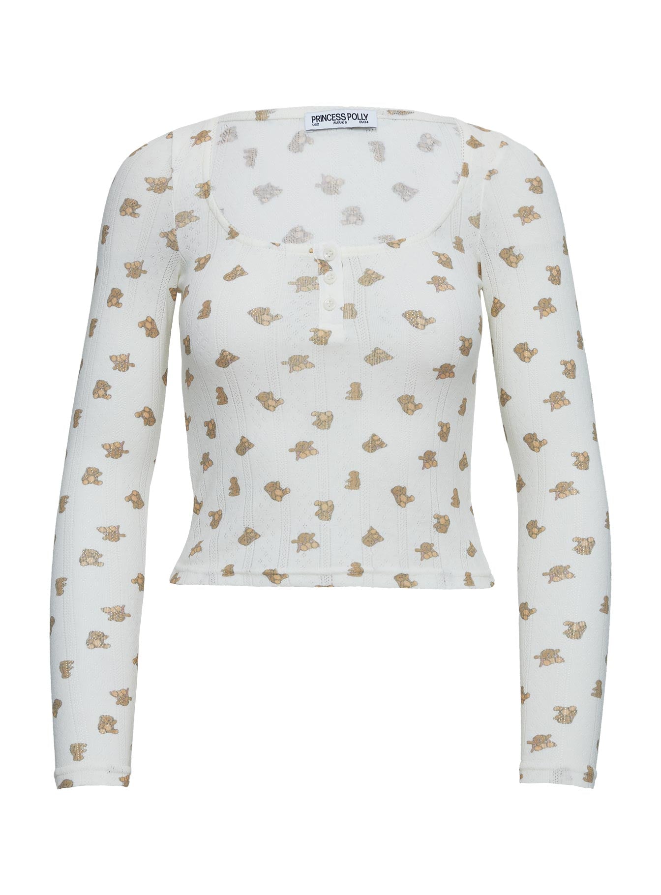 Sleepytea Pointelle Sleep Long Sleeve Top Multi - Image 5