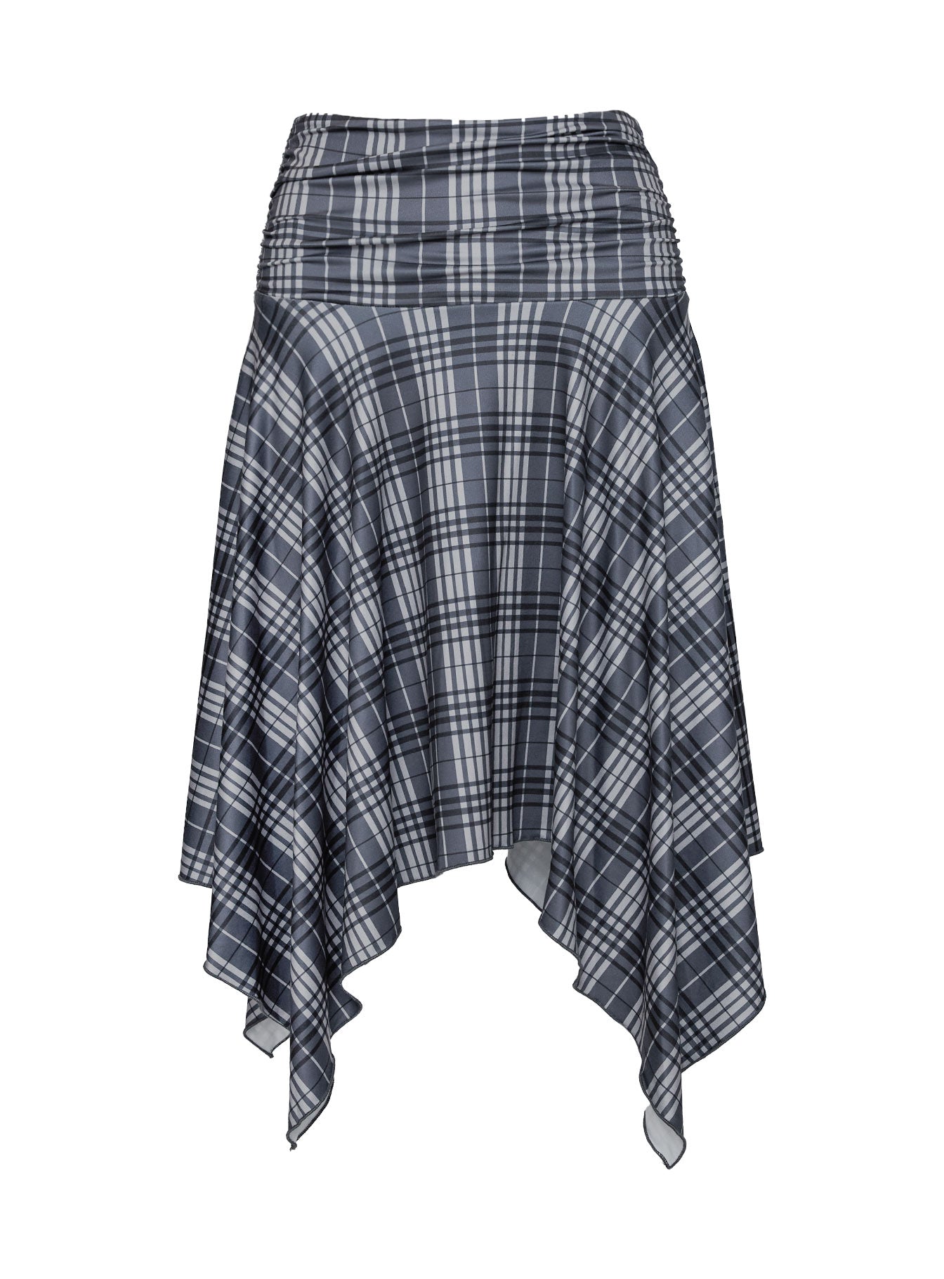 Scholar Asymmetrical Midi Skirt Grey Check - Image 5
