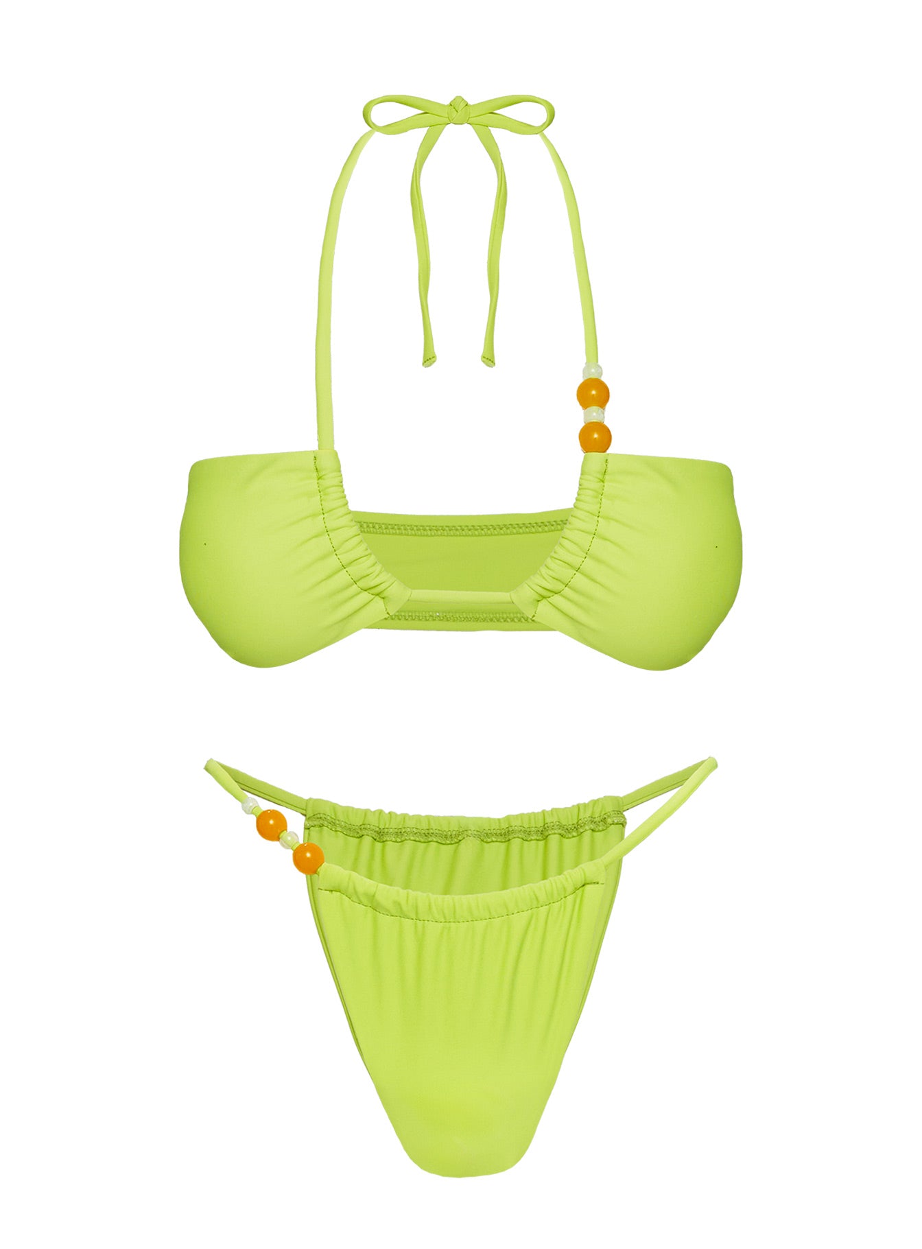 Seashore Ruched Bikini Bottoms Green - Image 5
