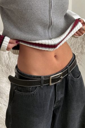 Sydney Contrast Stitch Belt Black