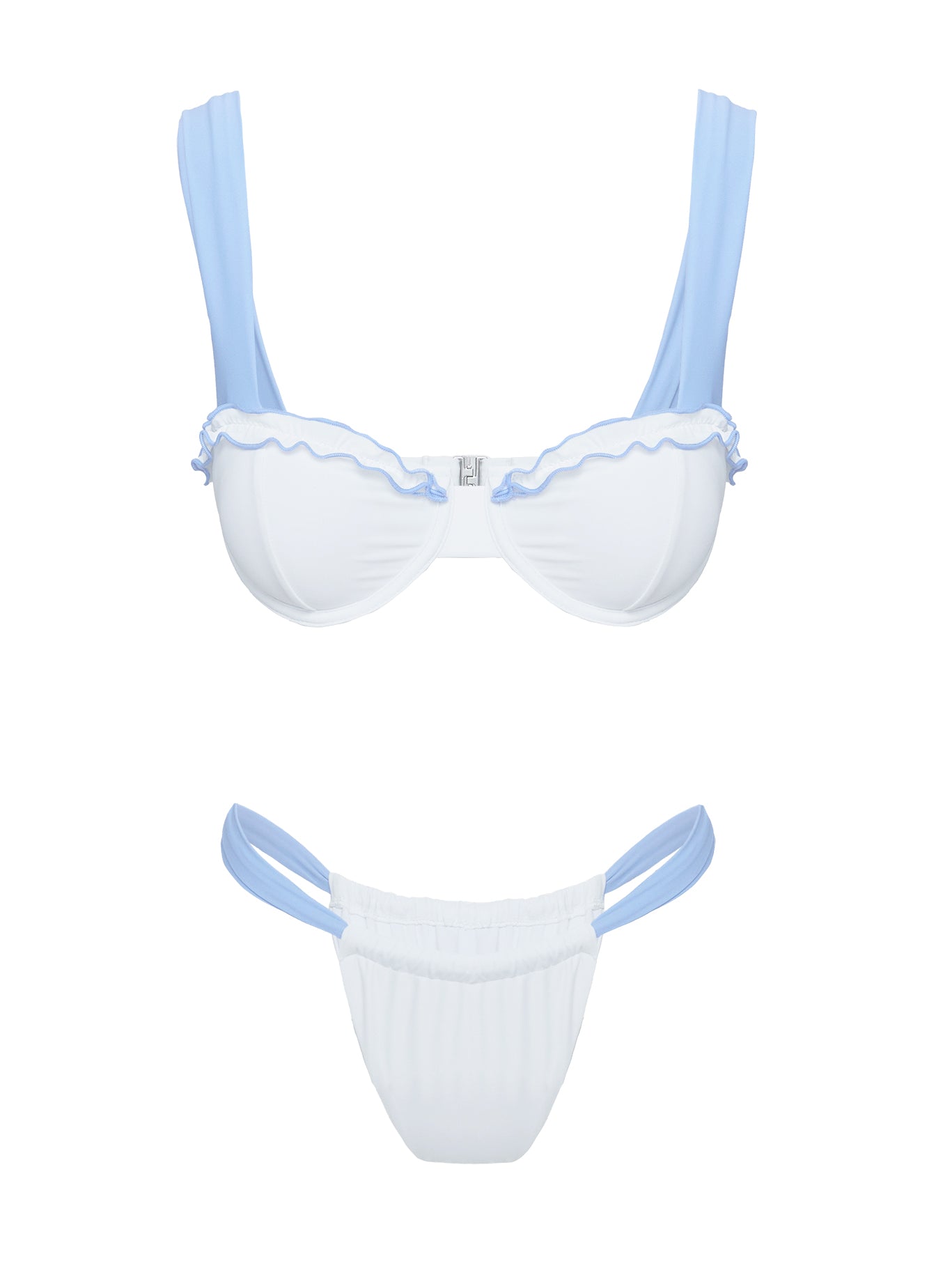Summer Season Ruched Side Bikini Bottoms Blue / White - Image 6