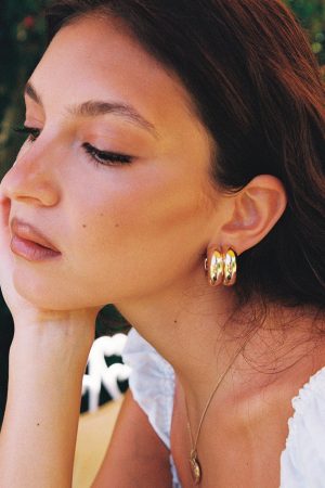 Take My Breath Double Hoop Earring Gold
