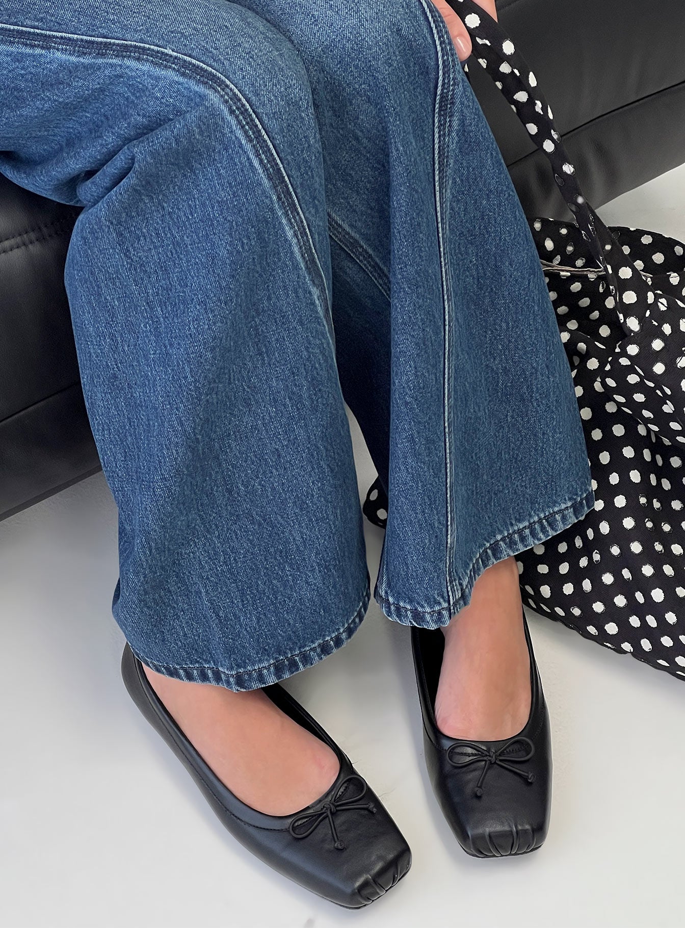 Therapy Laine Square Toe Ballet Flats Black - Image 6