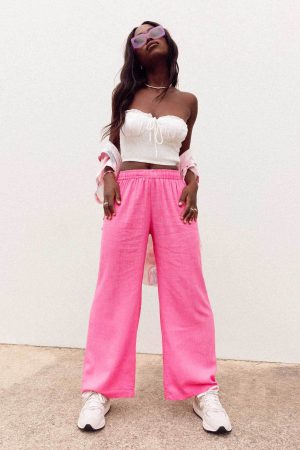 Louis Linen Blend Pants Pink
