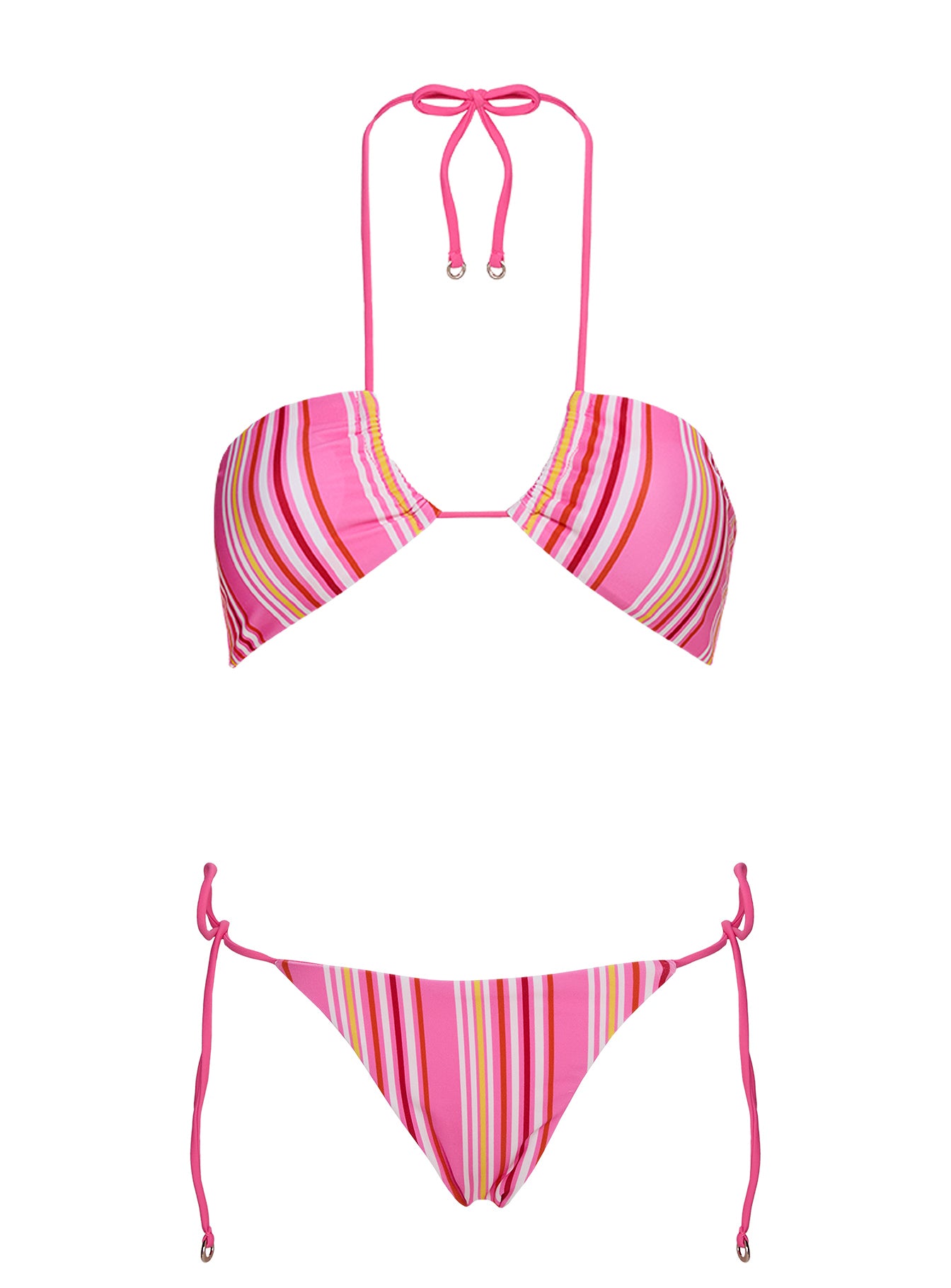 Tropical Vibes Bandeau Bikini Top Pink Stripe - Image 6