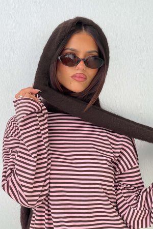 Yvetta Fluffy Scarf Brown