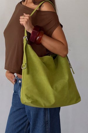 Bonus Points Faux Suede Shoulder Bag Green