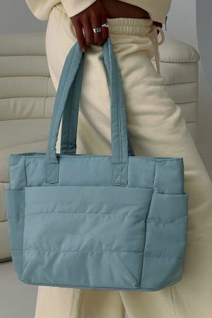 Delicacy Puff Tote Bag Blue