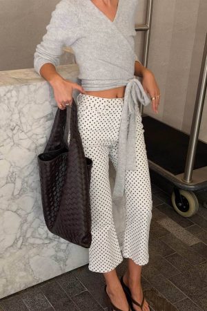 Cindee High Rise Cropped Jeans White Polka Dot