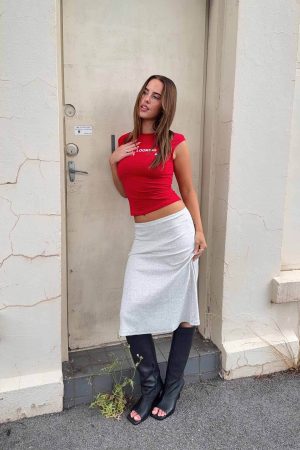 Baseline Rib Midi Skirt Grey Marle